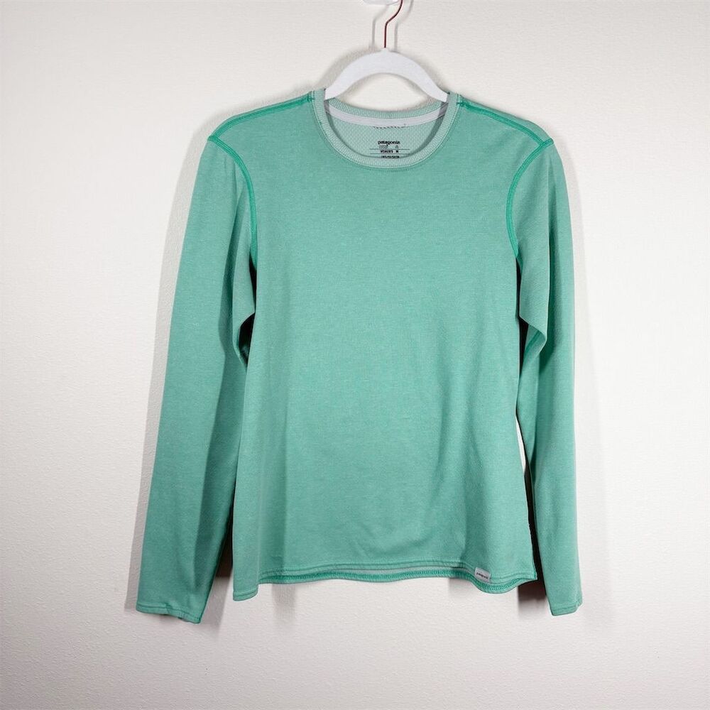 Patagonia Women's Capilene 3 Midweight Crew Neck Top Size M Green Long Sleeve